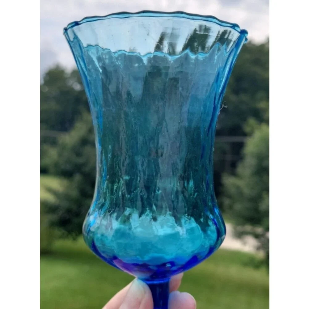 Vtg Homco Set of 2 Glass Votive Sconce Cup Candle Holder Peg Blue Cottagecore - Picture 6 of 7